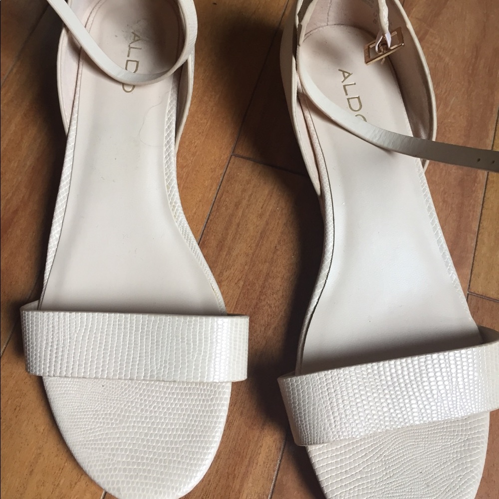 Aldo Cream Sandals with small wedge heel
